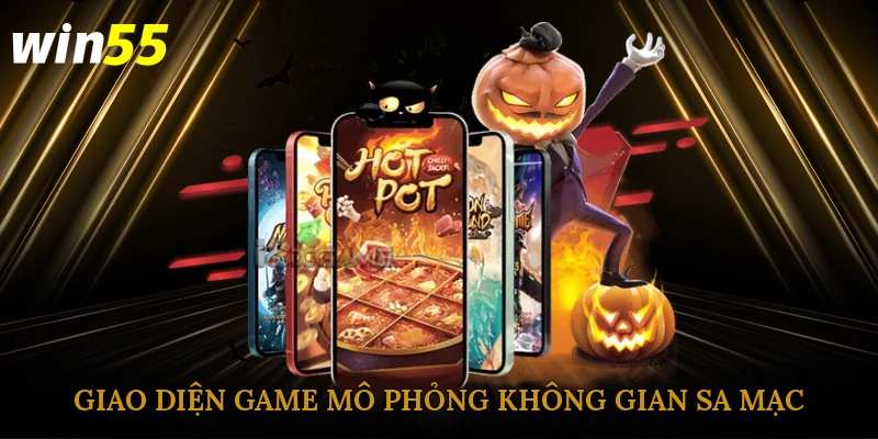 Giao diện game mô phỏng không gian sa mạc cháy nắng